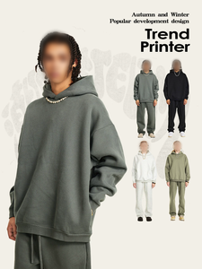 Sweats à capuche en coton unisexe Streetwear d'hiver avec col crocheté double couche Motif solide Doublé Design Taille XL ODM Supply - Product Image 2