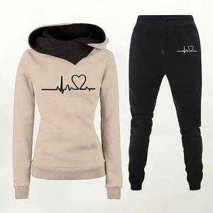 ชุดวอร์มมีฮู้ดสำหรับผู้หญิงผ้าคอตตอนแห้งเร็วชุดวอร์มแนวสตรีทดูน่าดึงดูดพิมพ์โลโก้ตามสั่ง - Product Image 6