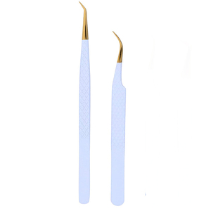 Juego de 4 pinzas antiestáticas para extensiones de pestañas Diamond Grip-Suministro de pestañas de acero inoxidable (blanco) - Product Image 3