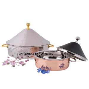 Doble Pared de acero inoxidable Hotpot forma redonda hecho a mano diseñador cazuela clásico elegante hecho a mano de lujo metal calentador de alimentos - Product Image 1
