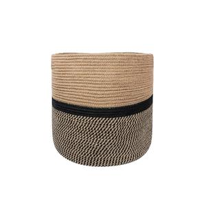 Panier en jute et coton pur avec poignée, panier de rangement tissé à la main, panier à plantes - Product Image 1