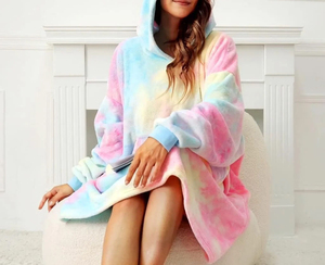 เสื้อฮู้ดผ้าห่มเกาหลีแบบโอเวอร์ไซส์ ผ้าทอแบบควิลท์ สำหรับผู้หญิง เนื้อผ้านุ่มหรูหรา เป็นมิตรกับสิ่งแวดล้อม ใส่ได้เหมือนเสื้อฟลีซ ลายวิวทิวทัศน์ - Product Image 3
