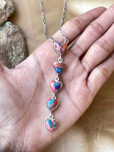 Fait à la main en argent sterling rose rêve Mojave ou blanc buffle goutte collier Boho déclaration bijoux - Product Image 5