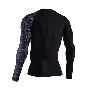 Men's Custom Sublimation Printed <b>Black</b> Rash Guard Quick Dry <b>Long</b> <b>T</b>-<b>shirt</b> Sportswear Training Running Adult Gym Sweatsuit - Product Image 2