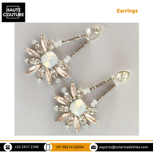 Pendientes de moda con cristales grandes en forma de gota, estilo broche, con cristales de ópalo y marquesa, pendientes llamativos personalizados de vendedor indio - Product Image 4