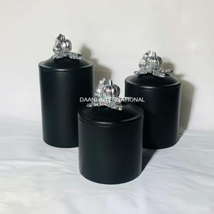 Ensemble de pots de décoration d'intérieur modernes avec boutons en forme de citrouille argentés, vente chaude, pots de rangement de cuisine en noir mat pour aliments secs, thé, café, sucre - Product Image 1