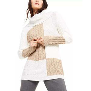 Maglione Casual da Donna Calvin Klein con Collo ad Anello e Cuciture Miste Bicolore, Bianco, Taglia Piccola - Product Image 1