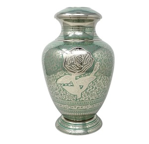 Urne funéraire pour adulte en laiton massif, couleur turquoise, pour cendres humaines jusqu'à 210 lb, urne commémorative et funéraire de taille standard. Avec sac - Product Image 3