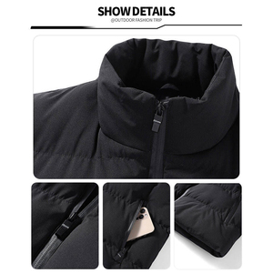 Gilet d'hiver décontracté pour homme 2026, en coton matelassé, avec fermeture éclair intégrale, capuche, sans manches, devant, nouveau design, polyester/nylon - Product Image 3