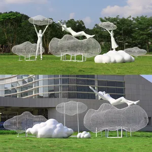 Large Size Cloud Sculpture Abstract Art Body Statue For Garden Realistic Woman Sculpture For Display