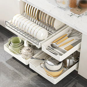 Étagère de rangement coulissante en acier au carbone sous l'évier, panier de rangement coulissant pour armoire, tiroir, étagère, <span class=keywords><strong>organisateur</strong></span> d'épices, <span class=keywords><strong>organisateur</strong></span> de <span class=keywords><strong>cuisine</strong></span> - Product Image 4