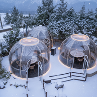 Dôme transparent en fibre de verre et plastique PC avec salle de bain extérieure, type igloo