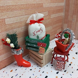 Miniatura 1:12 Muebles juguetes para decoraciones de casa de muñecas con temática navideña - Product Image 6