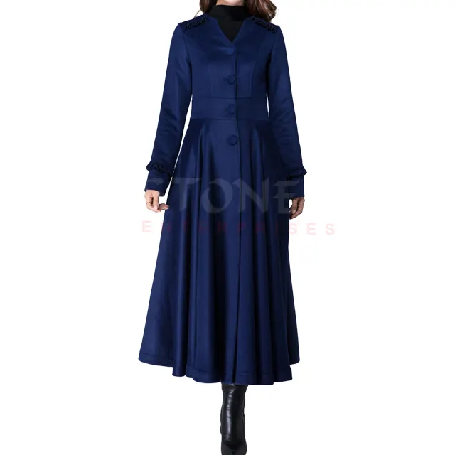 Cappotto e abito da donna lungo doppiopetto con chiusura a portafoglio personalizzato all'ingrosso per Office Lady