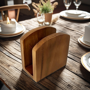 Servilletero rústico de madera de Acacia para decoración de granja, servilletero de campo duradero para mesa de cocina y encimeras - Product Image 6