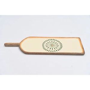 Petite assiette ovale en bois moderne avec motif imprimé en émail multicolore, écologique, pour les collations à la maison, les mariages, les événements Diwali - Product Image 3