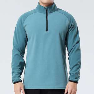 Top deportivo transpirable de secado rápido para hombre con cuello levantado, manga larga con media cremallera para deportes al aire libre, chándales OEM - Product Image 4