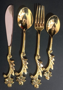 Ensembles de couverts sur le thème de la nature en laiton sur mesure avec conception de brindilles végétales disponibles avec cuillère et fourchette idéales pour la revente - Product Image 2