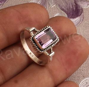 2025 femmes minimaliste Fine bague de mariage de haute qualité 7x9mm améthyste Quartz lunette réglage solide 925 bague d'éternité en argent Sterling - Product Image 3