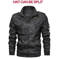 Nouvelle veste de moto en PU et laine pour homme, style motard décontracté, avec capuche, fermeture éclair épaisse, en tricot, fourrure de mouton, pour l'automne
