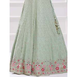 Elegant Pista Green Sequin Georgette Reception Wear Lehenga Choli for Wedding Apparel - Product Image 1