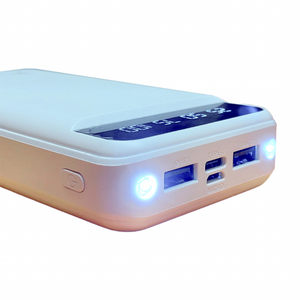20000mah בנק כוח נייד לבן עם תצוגה הוביל עם תצוגה הוביל עם פנס טעינה מהיר 5v/2,1a כוח קלט חיצוני