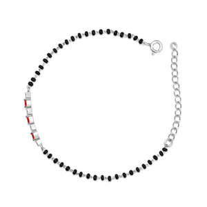 NOVAMART Fine Zarkan 18K Gold <b>Beaded</b> <b>Bracelet</b> with Ruby Red Checkered Linear Silver Design Bohemia Style for Weddings Anniversar - Product Image 5