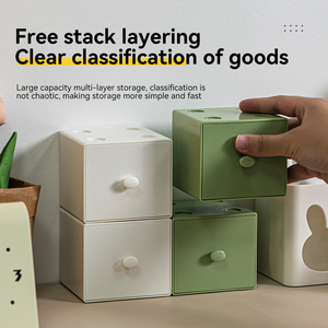 Caja <span class=keywords><strong>de</strong></span> <span class=keywords><strong>Almacenamiento</strong></span> Apilable Cuadrada <span class=keywords><strong>de</strong></span> Plástico PS para Escritorio, Combinación Libre, Caja <span class=keywords><strong>de</strong></span> <span class=keywords><strong>Almacenamiento</strong></span> para Cosméticos y Artículos Diversos - Product Image 3