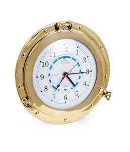 12 "Solid Brass Porthole Tide & Relógios Tempo | Totalmente Funcional Movimento Maré Previsão Relógio | Lua Indicador Movimento Maré