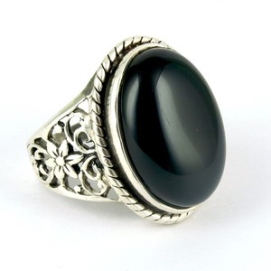 Bagues Shri Ashapura Jewels Vintage Bohème en Onyx Noir et Argent Sterling 925, Sertissage clos, Certificat tiers inclus - Product Image 1