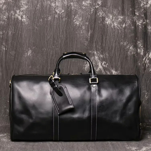 Weekender Overnight Sac de voyage en cuir véritable Sac polochon avec compartiment à chaussures - Product Image 4