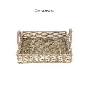 Bandeja de servicio decorativa de algas marinas tejida a mano para decoración ecológica del hogar - Product Image 1