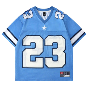 Maillot de football personnalisé à col en V, imprimé par sublimation, en mesh, avec nom/numéro, respirant, anti-humidité, 100% polyester, tailles adultes - Product Image 1
