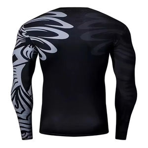 T-shirt de compression décontracté pour homme - Léger, manches longues, col rond, pour fitness, gym, entraînement, logo par sublimation, séchage rapide et respirant - Product Image 2
