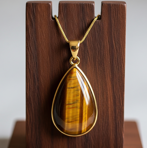 Cadena delicada de Plata de Ley 925 de lujo con colgante en forma de gota de ojo de tigre bohemio colgantes de moda de cristal curativo para regalos - Product Image 1