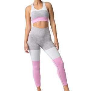 Ensemble de yoga pour femme de haute qualité, vêtements de sport, logo uni sur le devant, sans couture, en Spandex/Polyester, taille élastique, séchage rapide, respirant, direct usine - Product Image 6