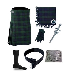 Conjunto de Kilt Tartán Verde Utilitario con Accesorios a un Precio Muy Bajo, Conjunto de Kilt de Alta Calidad - Product Image 1