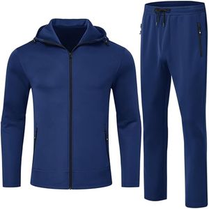 Ensemble de survêtements d'hiver deux pièces pour hommes de marque personnalisée couleur unie 100% coton coupe-vent grande taille survêtement à capuche avec col - Product Image 5