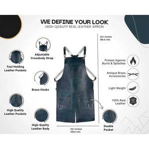 Handcrafted Leather <b>Apron</b> with Cross-Back Straps Tough Customized Logo Printed LeatherApron for Industrial <b>Work</b> - Product Image 4