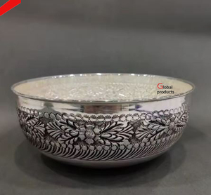 top quality silver finished metal stainless steel serving bowl for hotel restaurant and <b>bar</b> - Product Image 1
