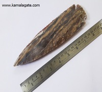 Pointe de flèche en agate faite à la main, imitation antique, objet de collection, 4 pouces, forme triangulaire, artisanat en pierre semi-précieuse