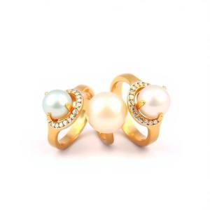 Anillo de perlas blancas de agua dulce, oro de 18 quilates y plata de ley elegante chapada en rodio para novia, joyería de boda para aniversario - Product Image 6