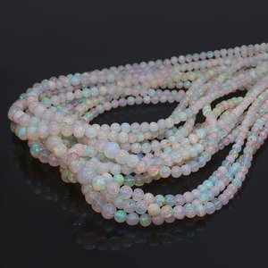 Perles rondes en opale naturelle AA 100% pure, opale multicolore du Rajasthan, certifiées par un tiers, blanches et lisses, pour la fabrication de stylos - Product Image 3