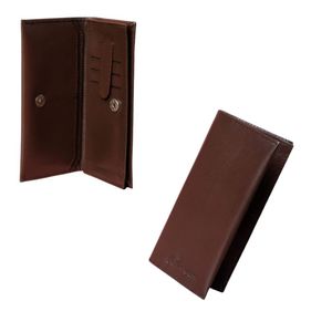 Long portefeuille en cuir véritable marron avec logo personnalisé et chambres de téléphone à vendre Long portefeuille pour hommes - Product Image 3