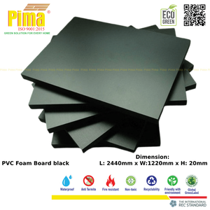 แผ่นโฟม PVC WPC คุณภาพสูง หนา 20 มม. ความหนาแน่น 0.6 กรัม/ซม.³ สีดำ แผ่นผิวสัมผัสแบบกำหนดเอง สำหรับงานตกแต่งภายใน Pima - Product Image 4