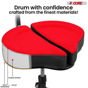 5 Core Drum Throne 5 Padded Split Spine Support 4 Legged 441Lb Capacity <b>Stool</b> w Backrest - Product Image 6