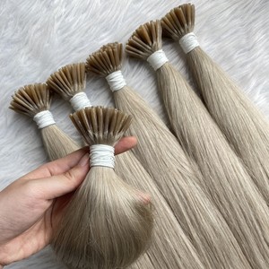 LUJO BLANCO RUBIO PELO RUSO K U I V PUNTA PLANA QUERATINA COLORES DE CALIDAD PREMIUM TONOS EXTENSIONES DE CABELLO HUMANO ESLAVICO PARA SALÓN - Product Image 3