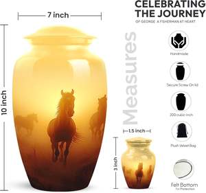 Horse Mini Urn for <b>Ashes</b> Women Burial for Adult Female Urn for Human Male <b>Keepsake</b> Funeral Urn Custom Size - Product Image 2