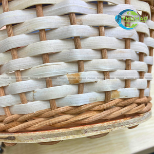 Panier de rangement pour pain en rotin fait main panier en osier écologique, artisanat traditionnel vietnamien, base en bois - Product Image 2