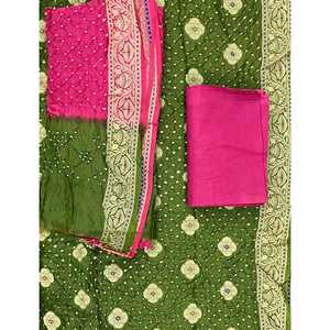 Salwar Kameez Anarkali et costume de style pakistanais en Chanderi imprimé à la main, non cousu, pour un usage quotidien - Product Image 1